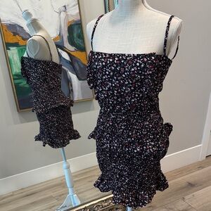 PrettyLittleThing Black and Pink Floral Dress